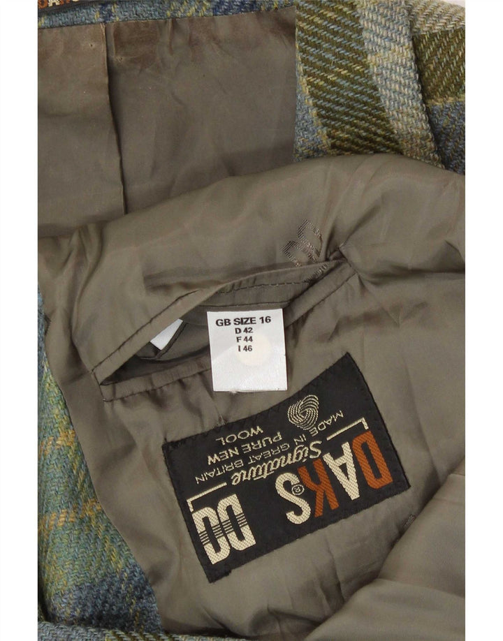 DAKS Dame 3-knaps blazerjakke UK 16 Large Green Plaid New Wool