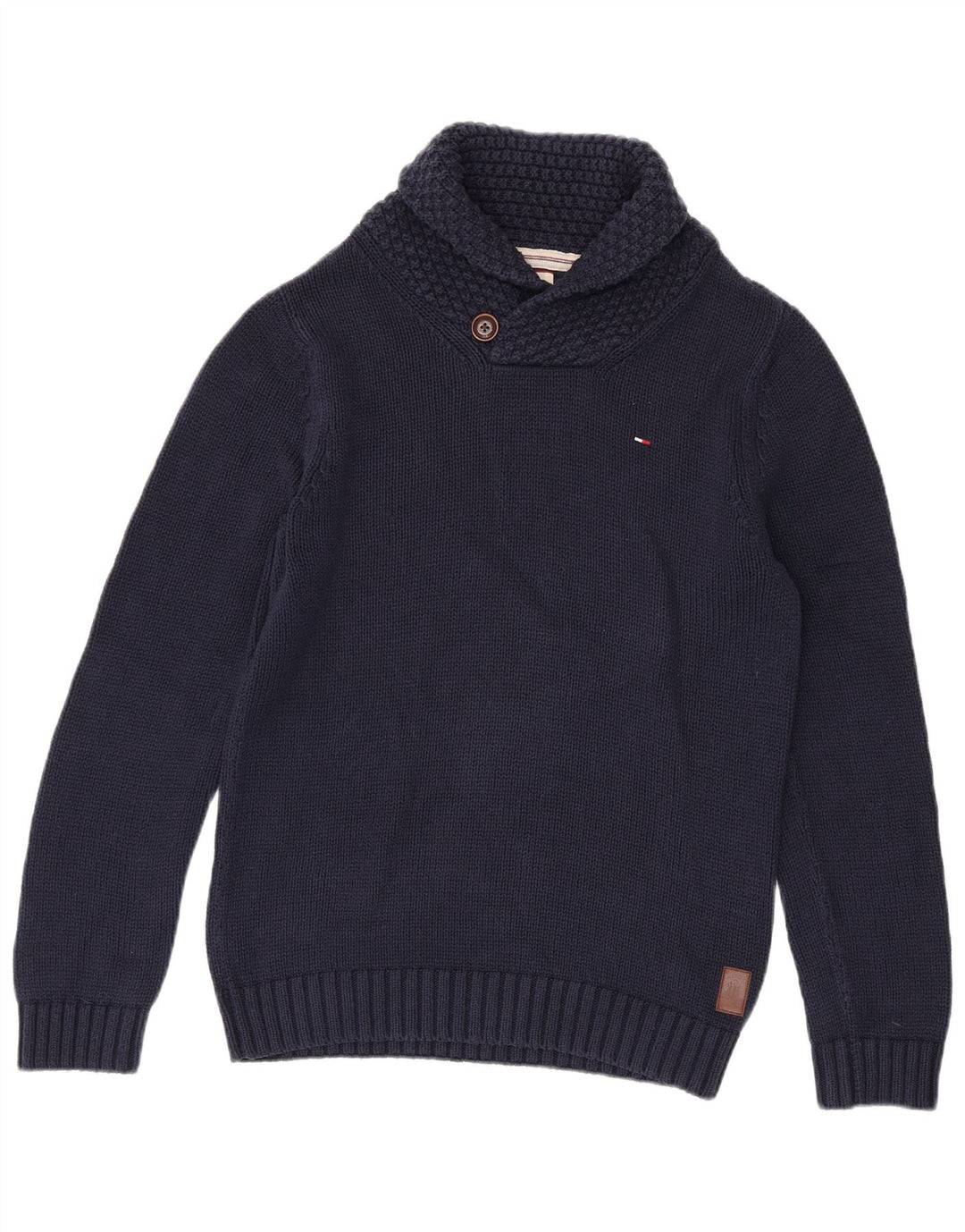 Tommy Hilfiger Herre Shawl Neck Jumper Sweater Medium Navy Blue