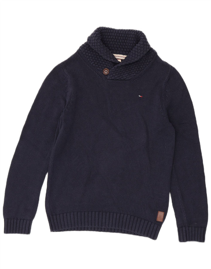 Tommy Hilfiger Herre Shawl Neck Jumper Sweater Medium Navy Blue