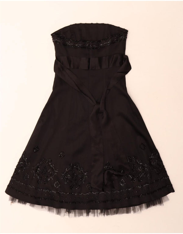 Warehouse Dame Stropløs Kjole UK 8 Small Black Acetate