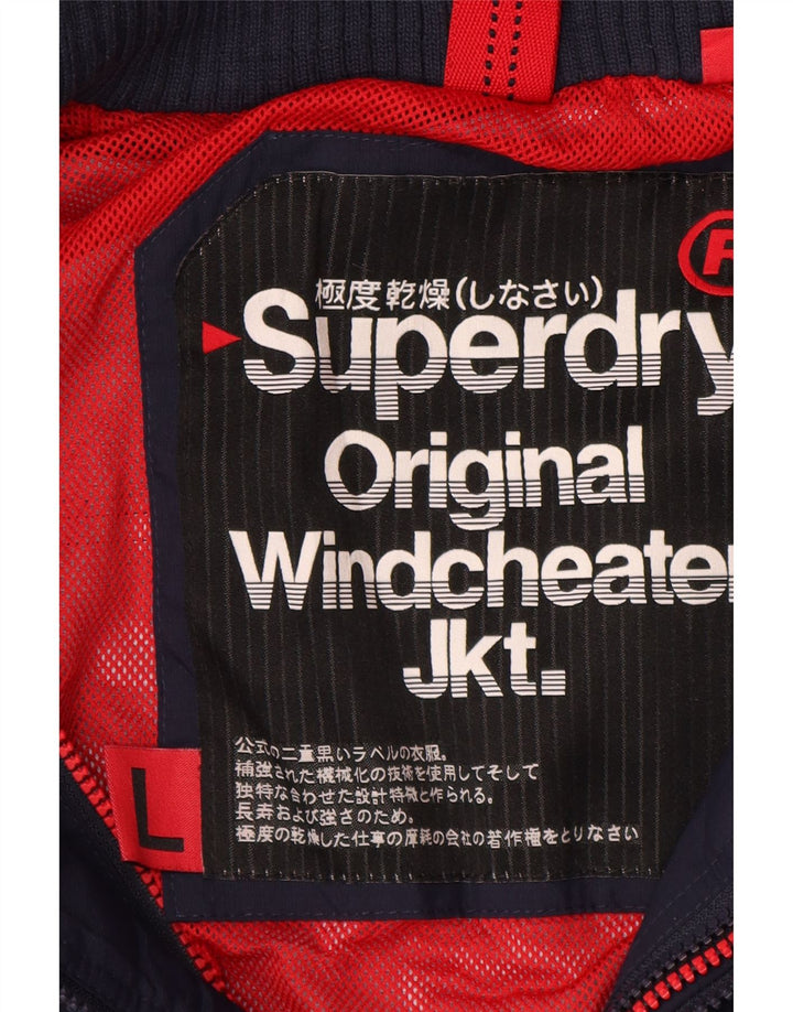 SUPERDRY Vindjakke til mænd med hætte vindjakke UK 40 Large Navy Blue