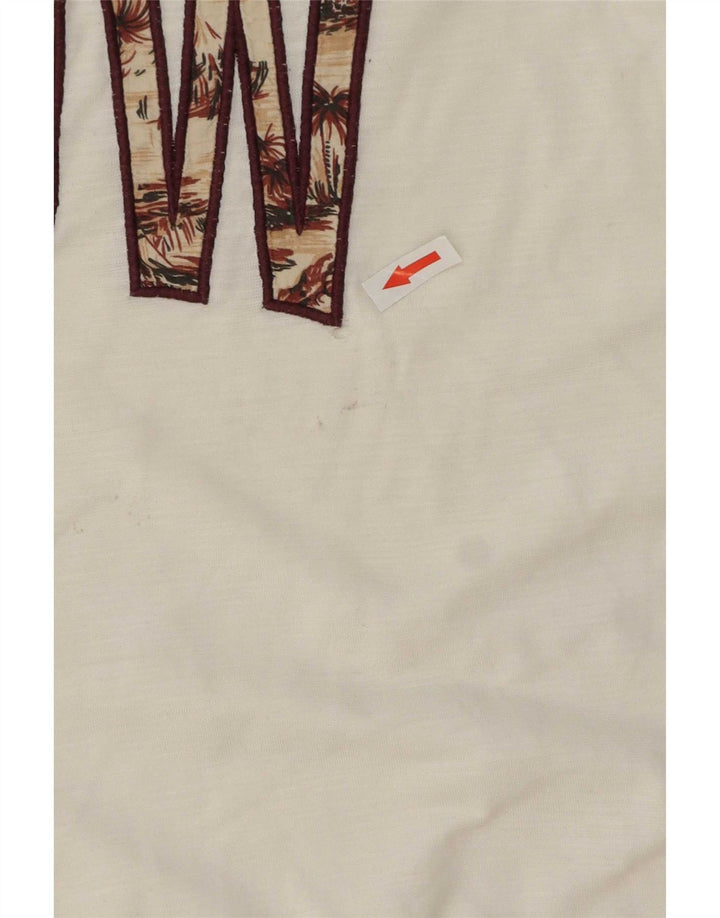 Benetton Herre grafisk T-shirt Top Medium Hvid Bomuld