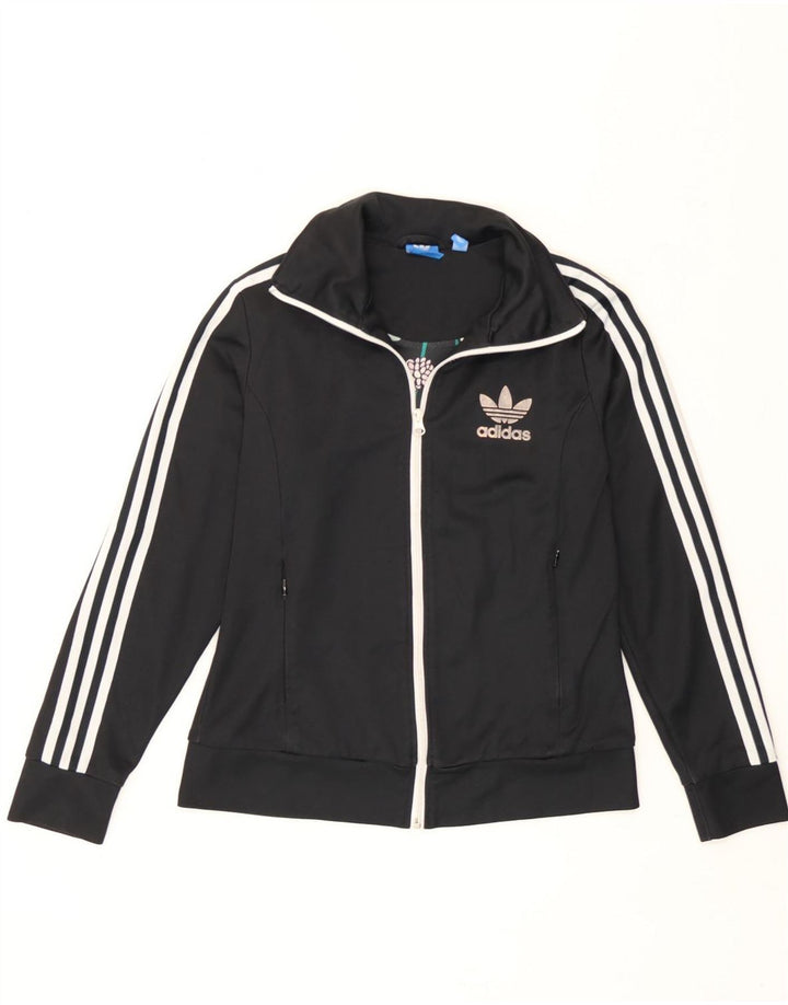 Adidas træningsdragt topjakke til kvinder UK 14 Stor sort Colourblock Polyester