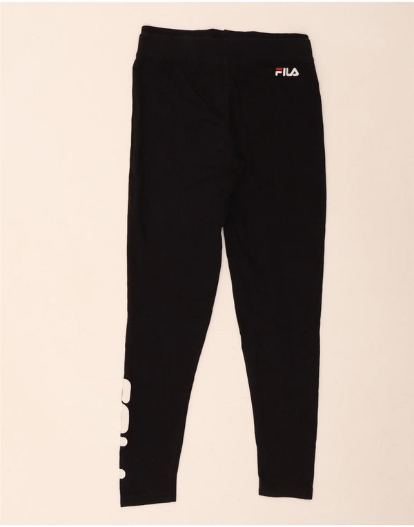 Fila Kvinders Grafiske Leggings UK 12 Medium Sort Bomuld