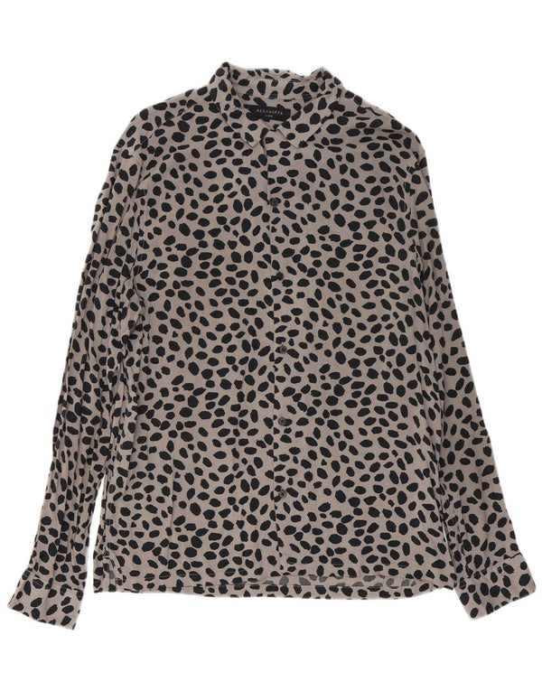 All Saints Mens Shirt Large Grey Animal Print Viscose