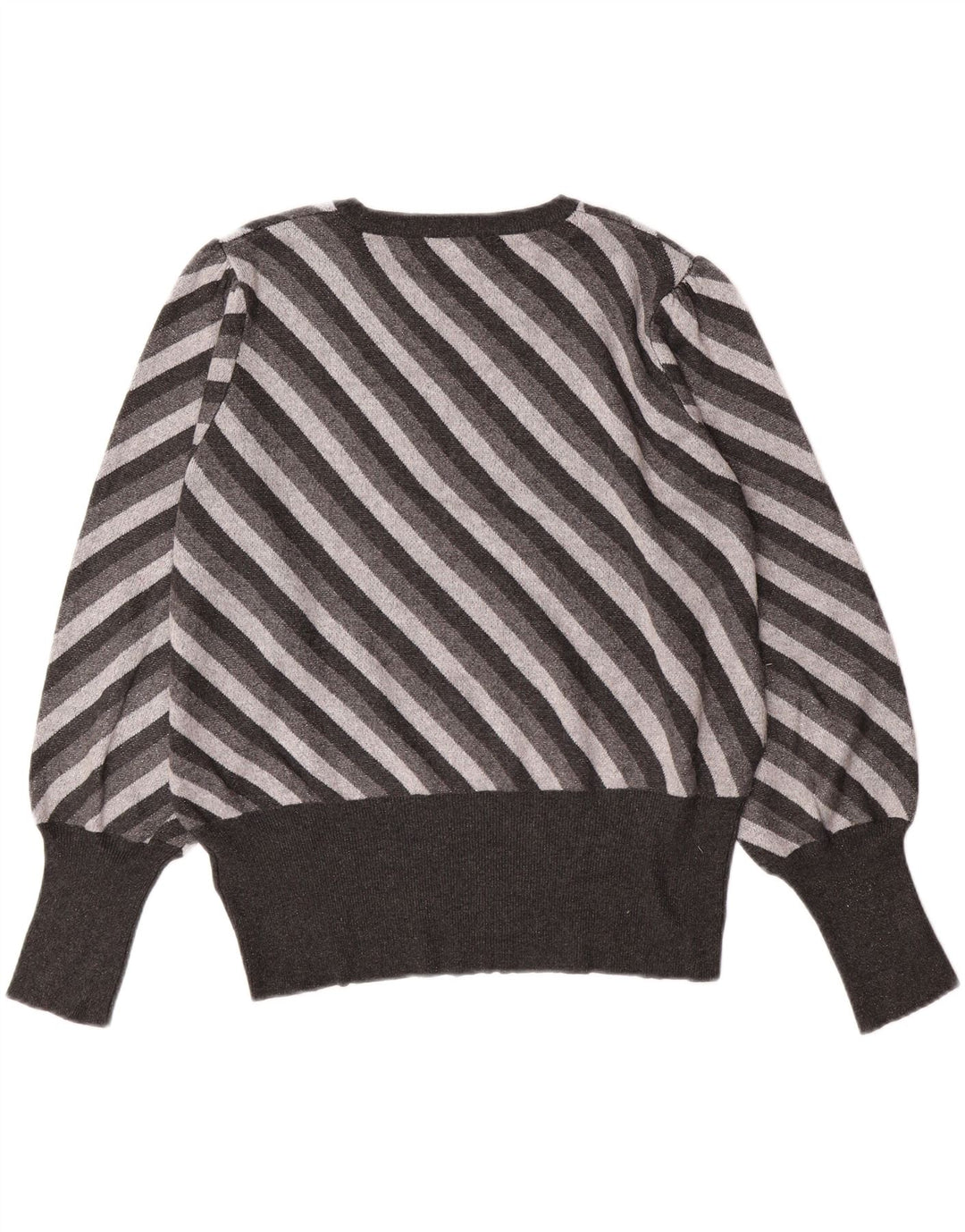 MARKS & SPENCER Dame sweater med rund hals DK 18 XL Gråstribet