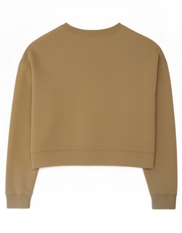 Puma Womens Crop Oversized Sweatshirt Jumper UK 10 Small Beige Bomuld
