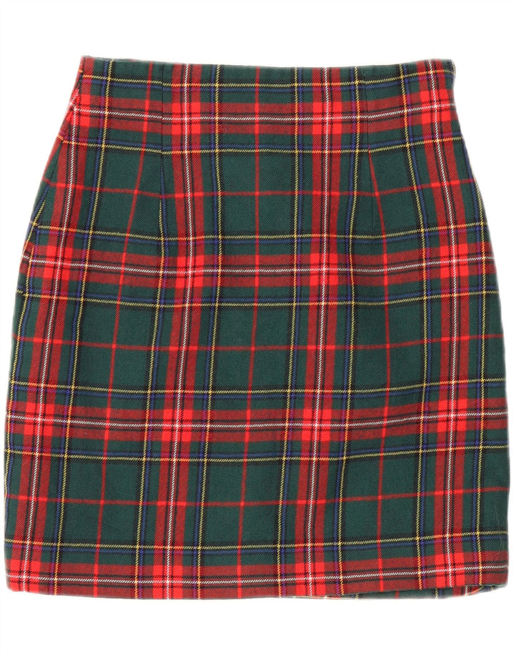 VINTAGE Womens Mini Skirt W24 XS Green Plaid Vintage Vintage and Second-Hand Vintage from Messina Hembry 
