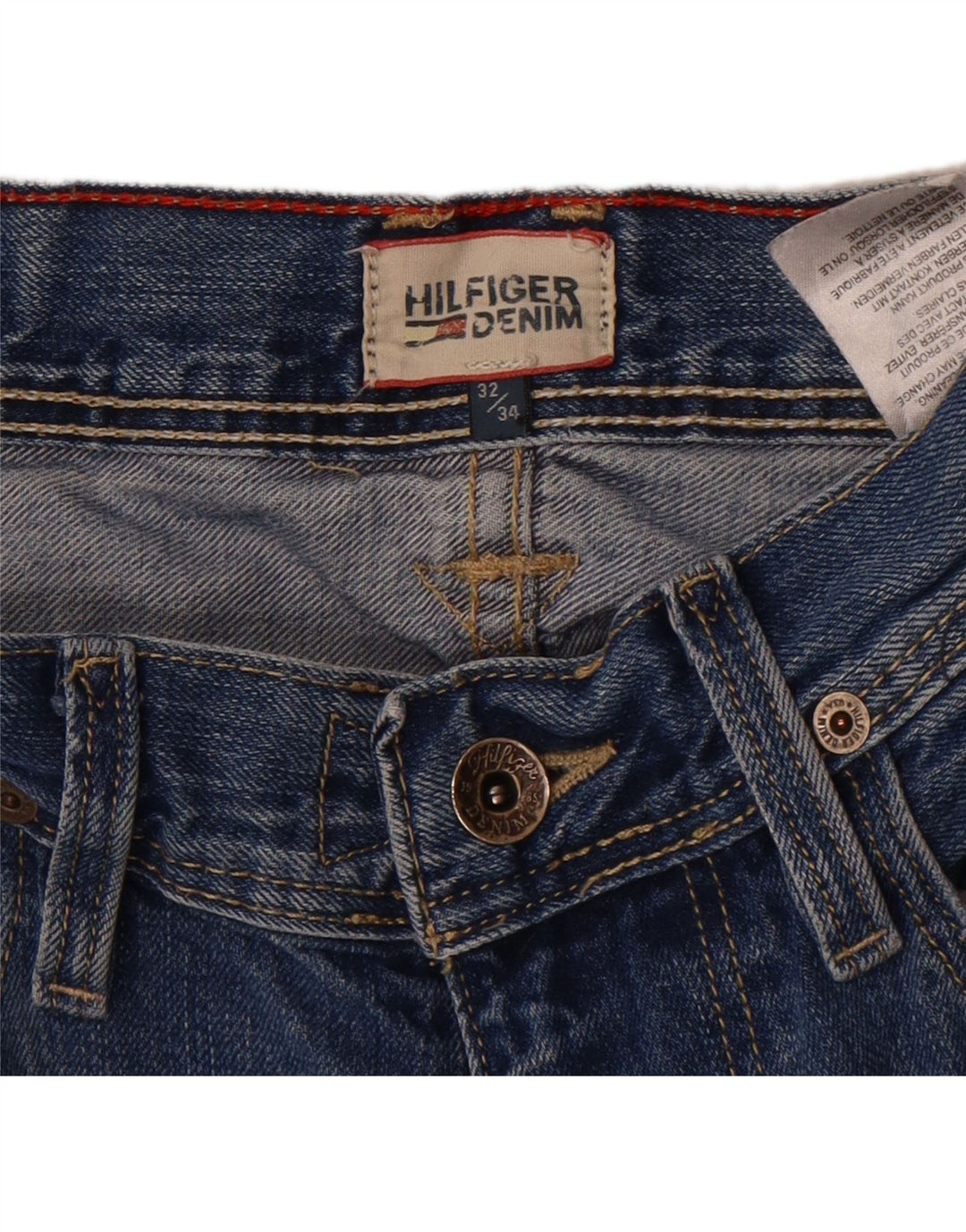 TOMMY HILFIGER Mens Distressed Straight Jeans W32 L34 Blue