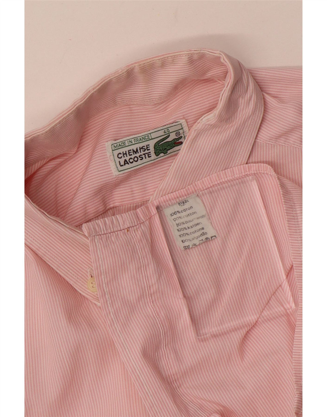 Lacoste herreskjorte str. 40 Medium Pink nålestribet bomuld