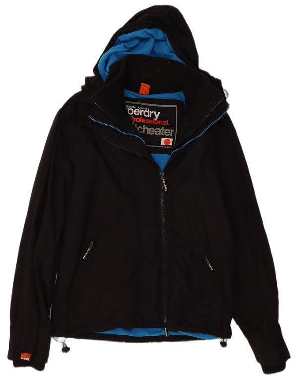 Superdry Herre The Windcheater Hooded Windbreaker Jacket UK 40 Large Black