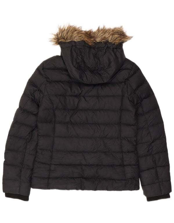 TOMMY HILFIGER Polstret hættejakke til kvinder UK 16 Stor sort polyester