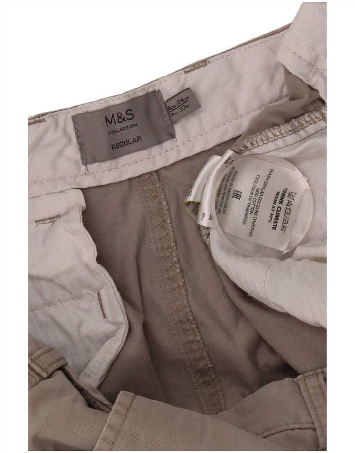 Marks & Spencer Regular Chino Bukser til kvinder W34 L29 Grå Bomuld