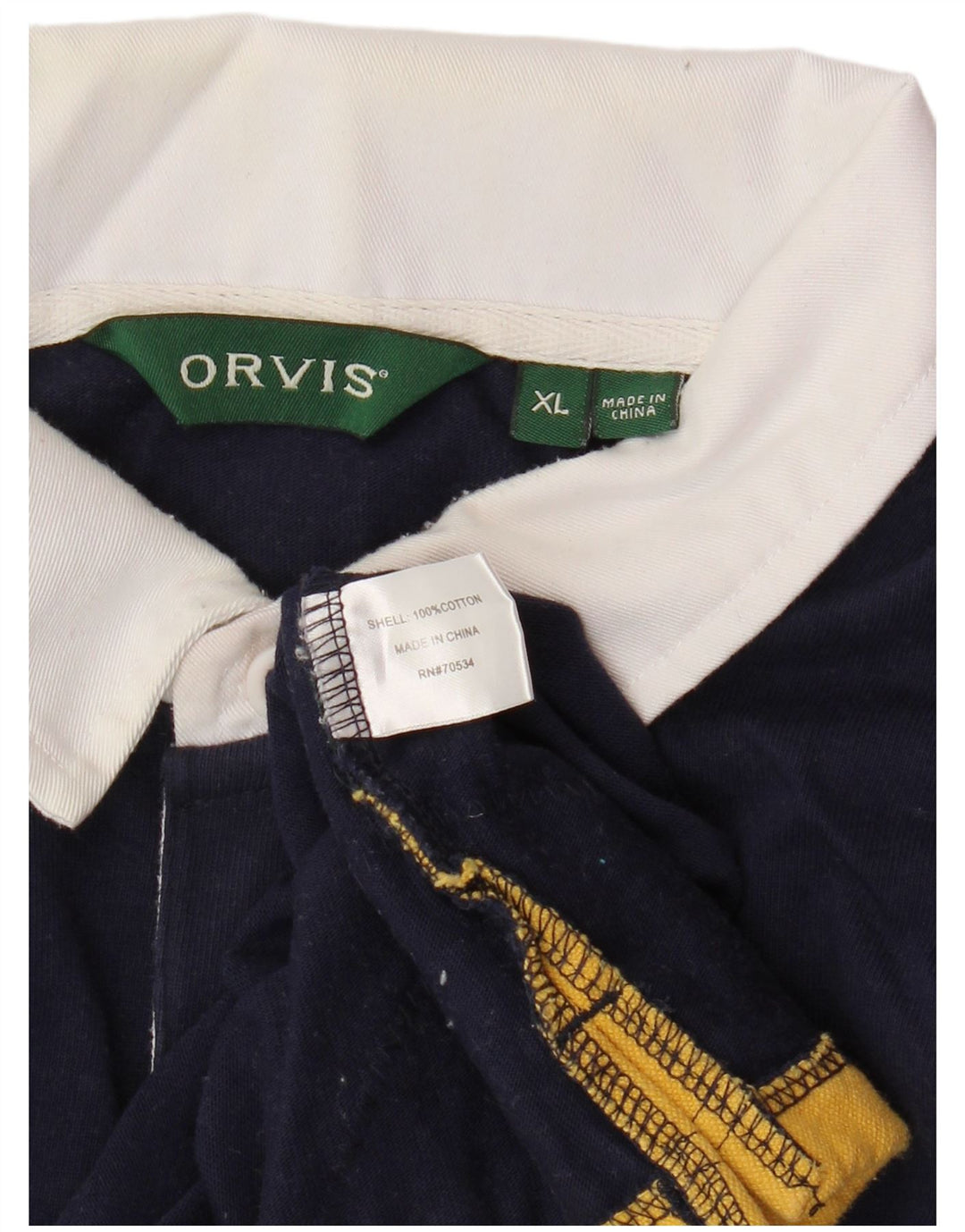 ORVIS Langærmet Rugby Polo Shirt XL Marineblå Colourblock Bomuld