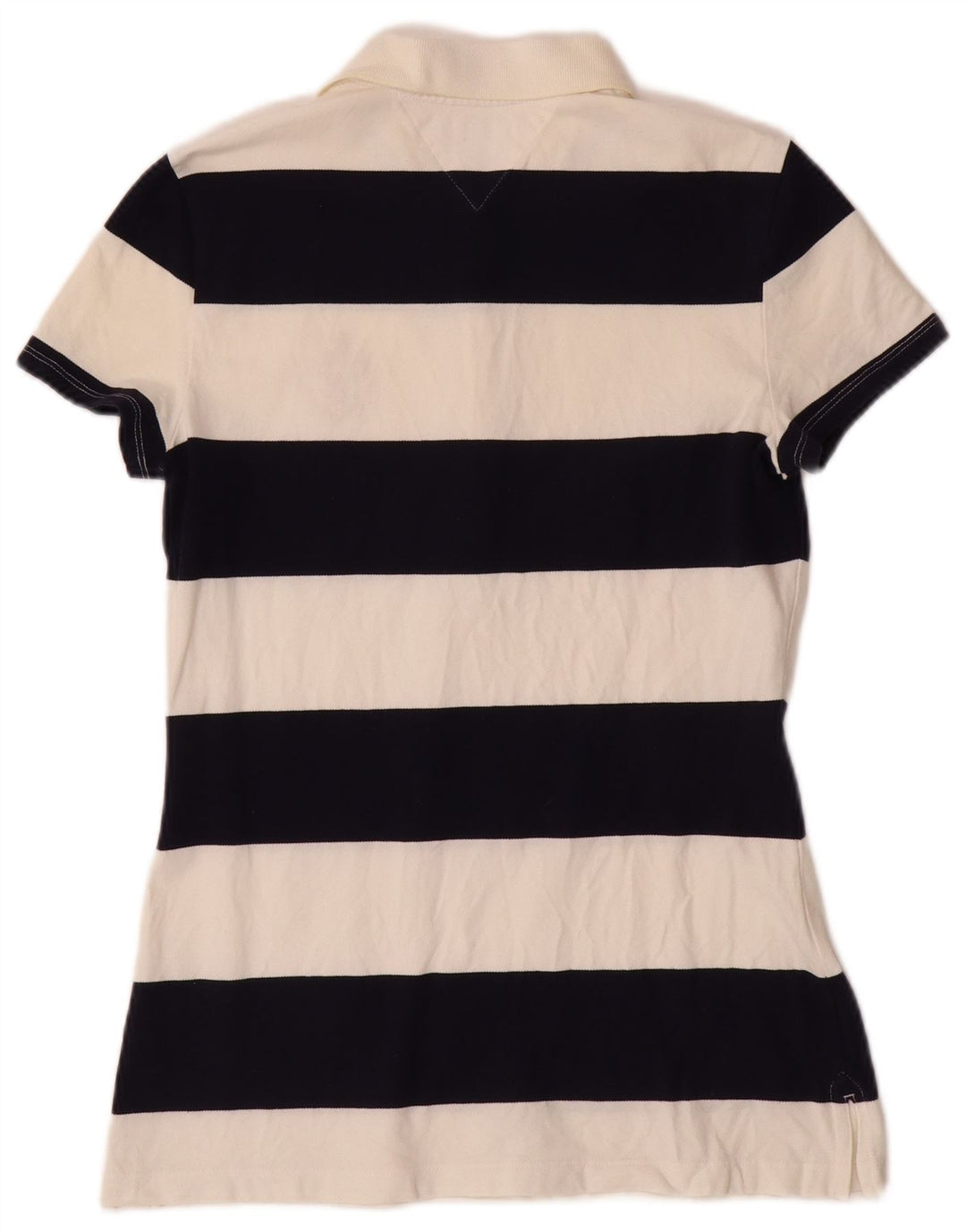 TOMMY HILFIGER Dame poloshirt UK 12 Medium Off White Stribet bomuld