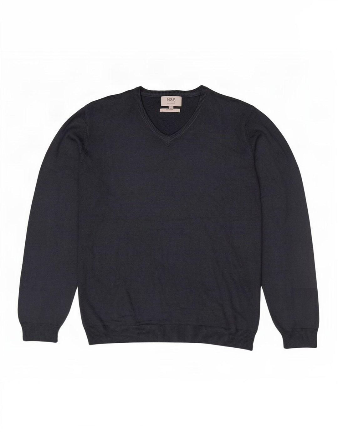 Marks & Spencer Herre V-hals sweater XL marineblå akryl