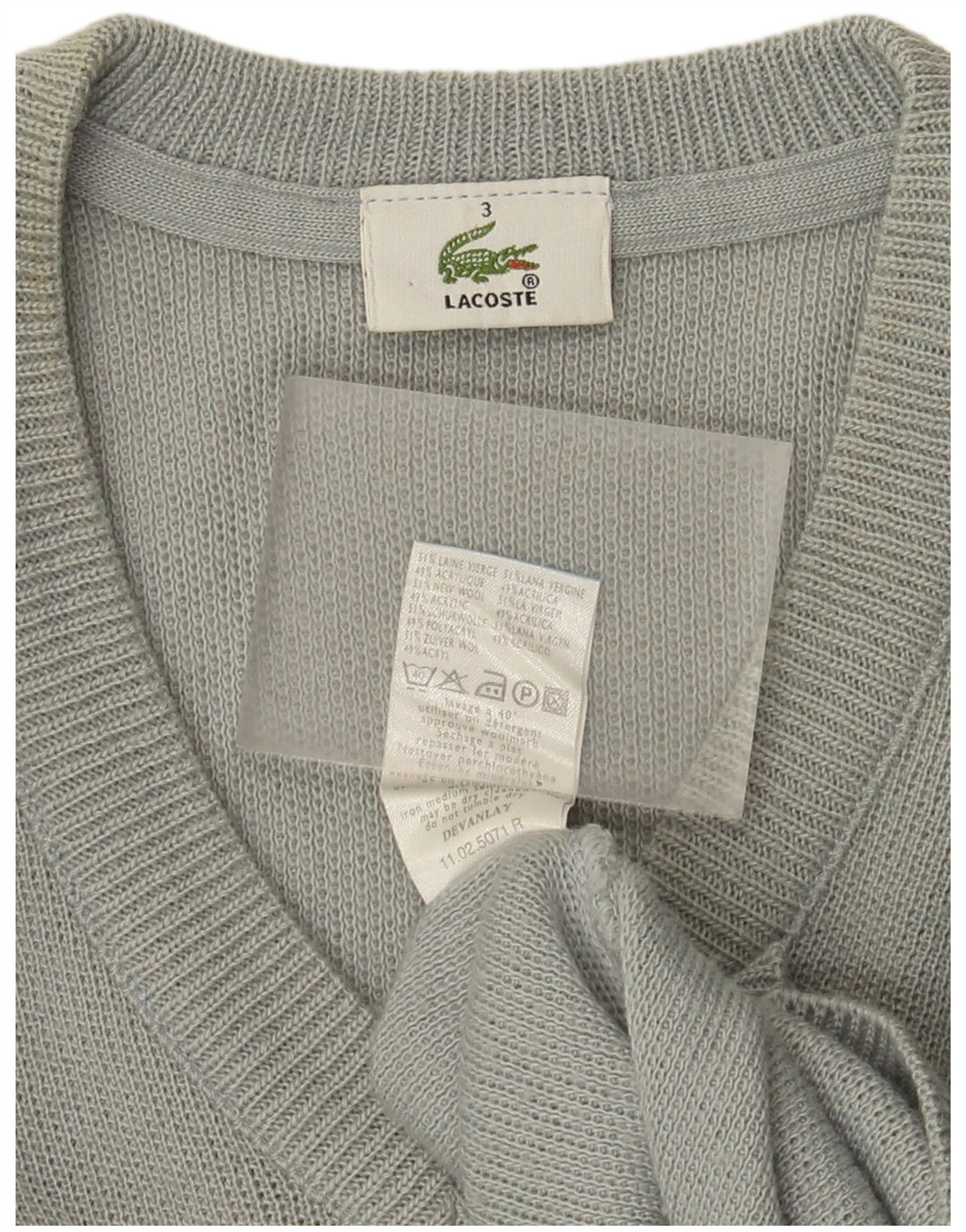 Lacoste Herre V-hals sweater str. 3 Lille grøn uld