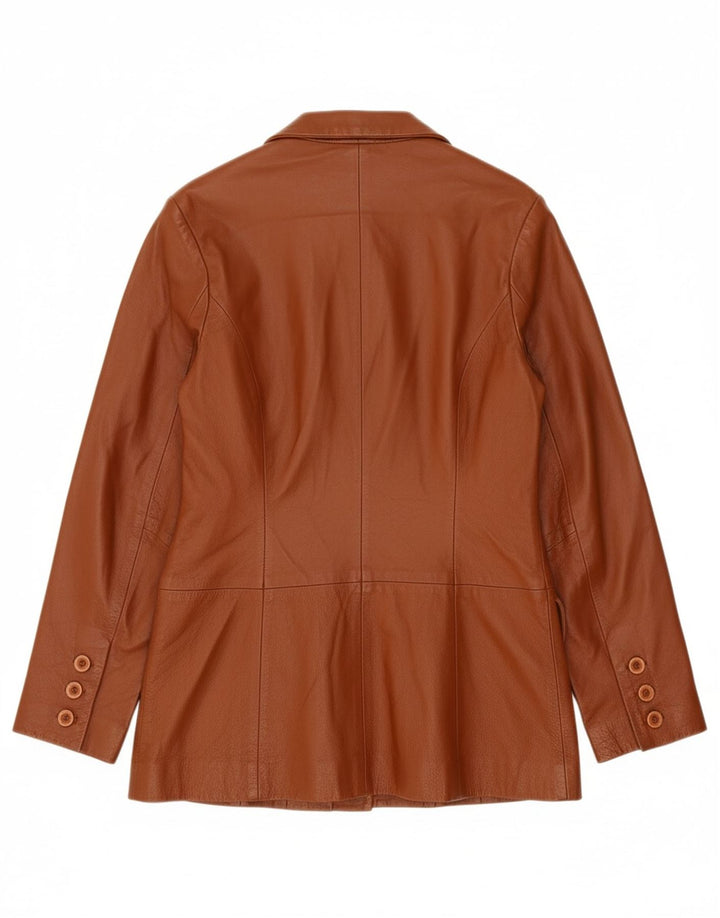 VINTAGE Womens 2 Button Leather Blazer Jacket UK 2 2XS Brown Leather Vintage Vintage and Second-Hand Vintage from Messina Hembry 