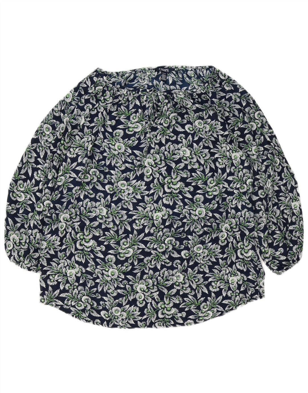 CHAPS Dame Oversized 3/4 ærmet bluse Top UK 10 Small Navy Blue Floral