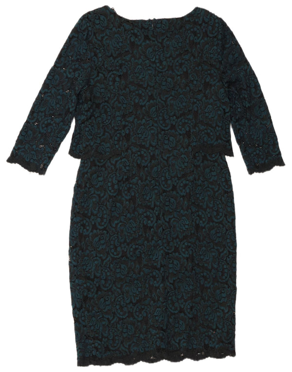 Phase Eight Womens 3/4-ærmet Peplum-kjole UK 16 Large Blue Floral Nylon