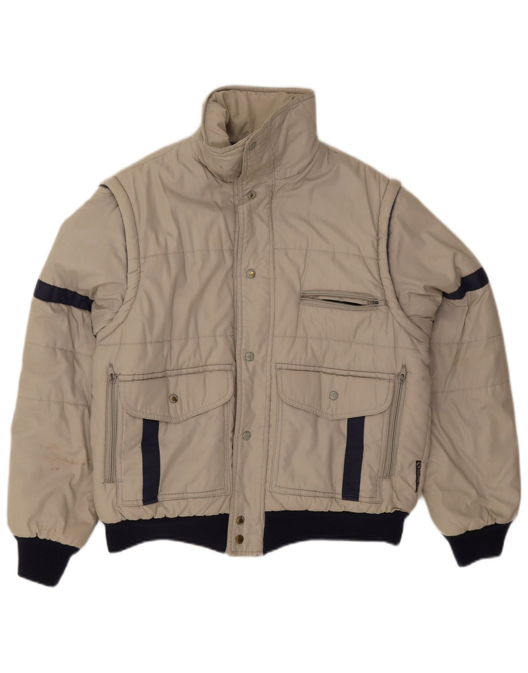 Vintage Herre Utility Jacket UK 38 Medium Grey Colourblock Polyester