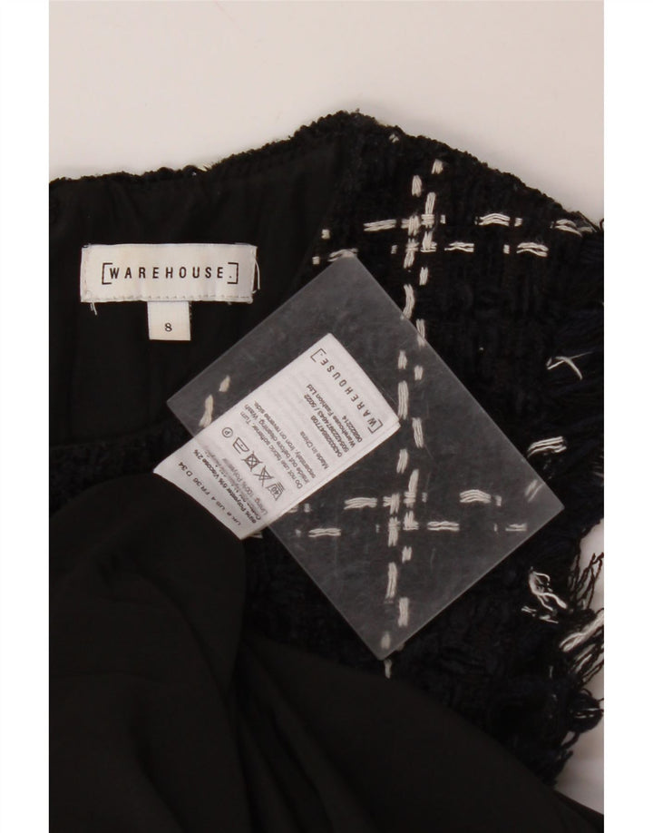 WAREHOUSE Dame Ærmeløs Skede Kjole UK 8 Small Navy Blue Check