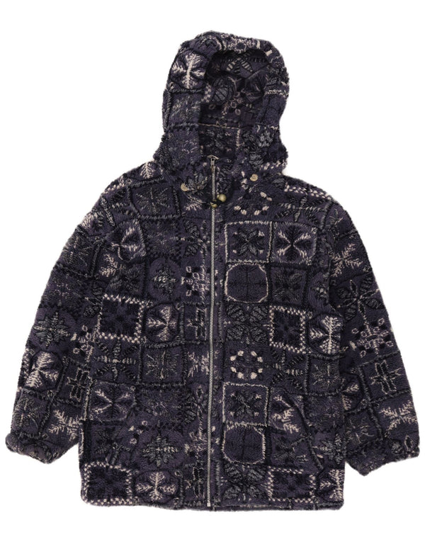 Brugi Herre Hooded Fleece Jacket UK 44 2XL Navy Blue Fair Isle
