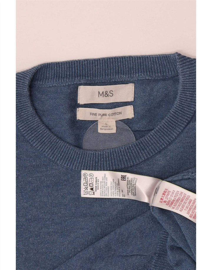 Marks & Spencer Herre sweater med rund hals, stor blå bomuld