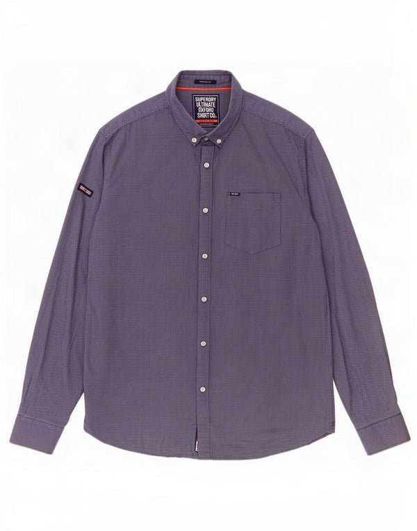 Superdry Herre Regular Fit skjorte 2XL blå ternet bomuld