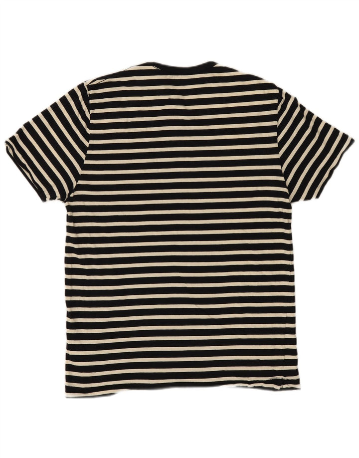 French Connection Herre T-Shirt Top Medium Sort Stribet Bomuld