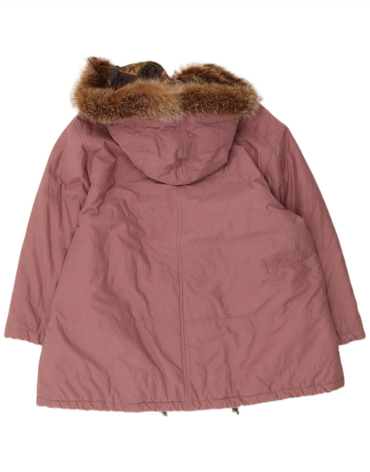 Mabrun Dame Hætte Oversized Parka Jacket IT 40 Medium Pink Bomuld