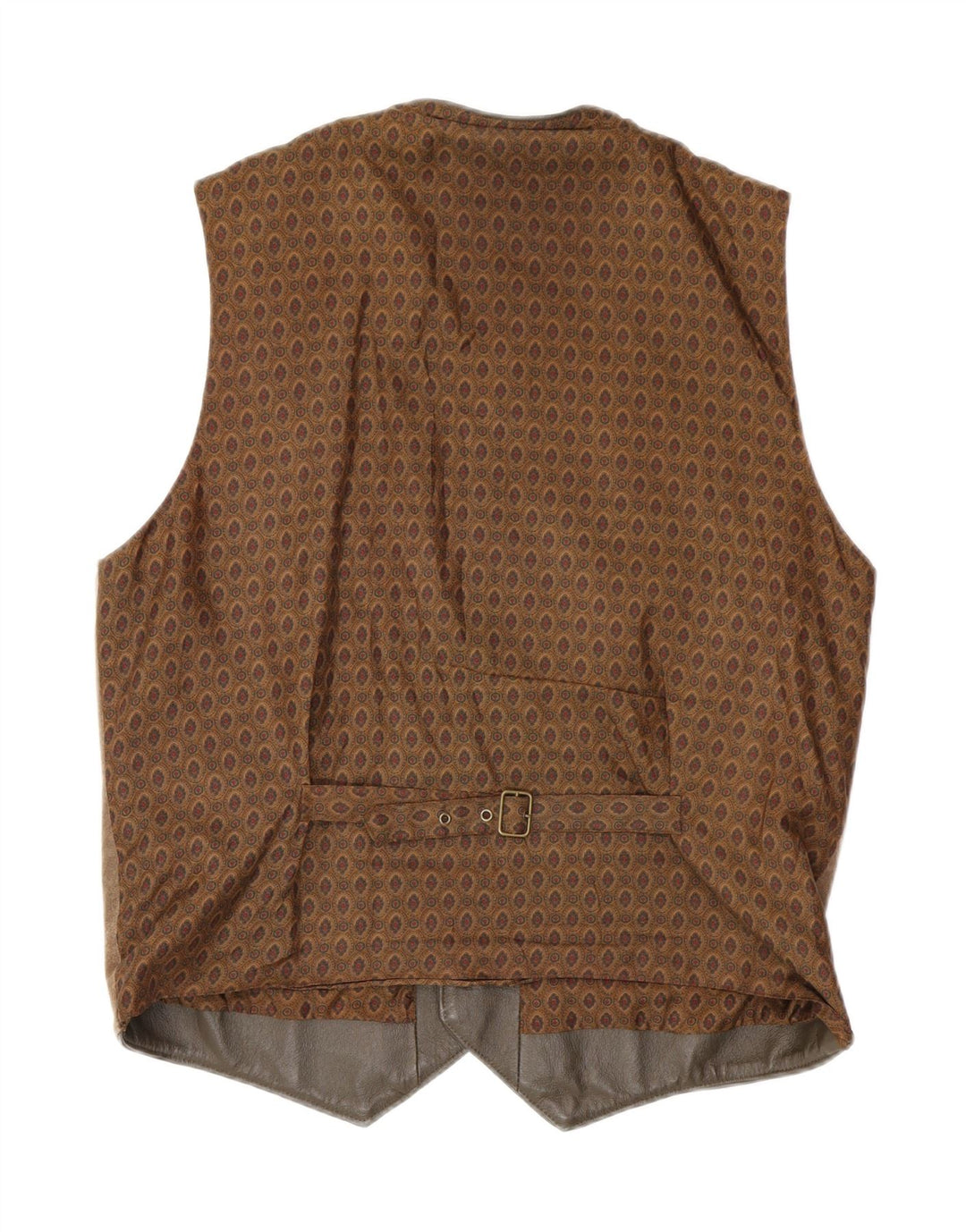 Vintage herre ruskindsvest mellembrun geometrisk læder