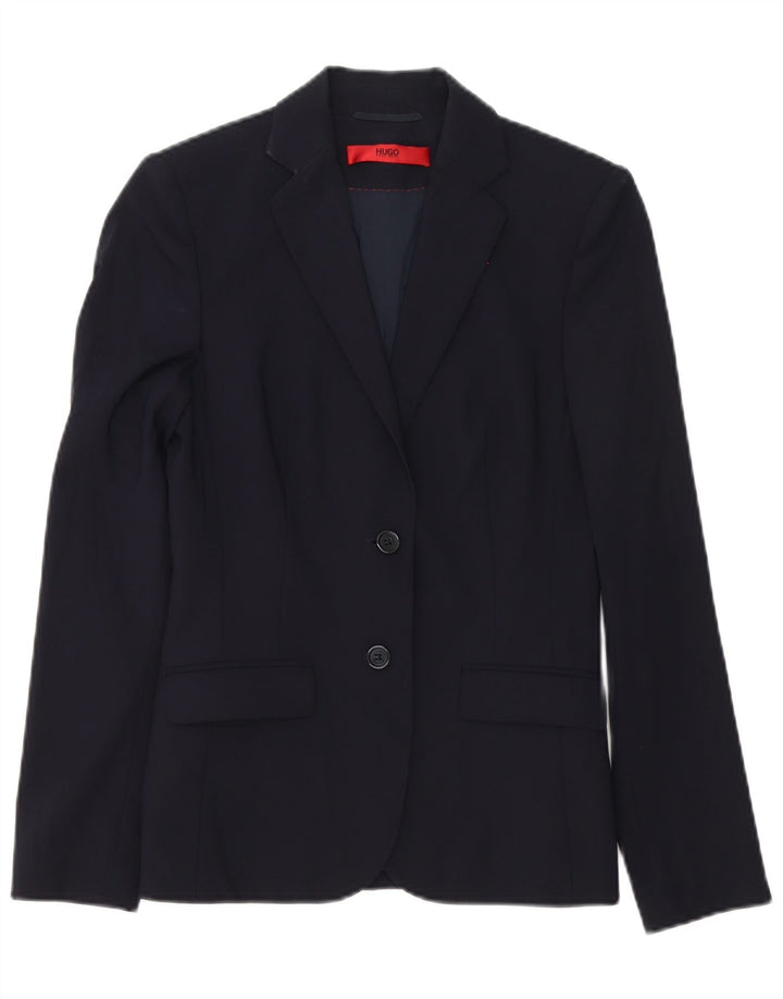 Hugo Boss Dame 2-knaps blazerjakke UK 6 XS Marineblå Virgin Wool