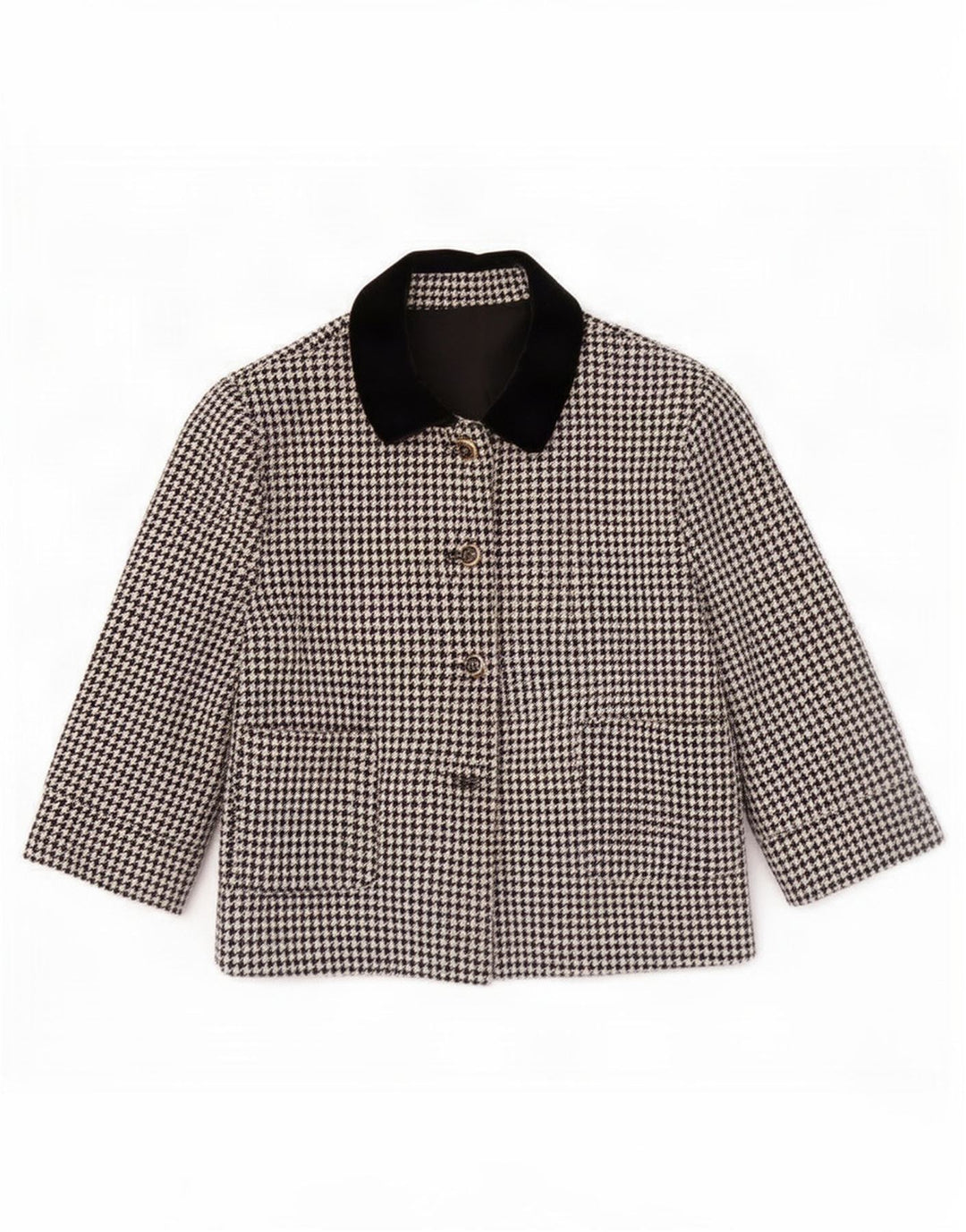 Vintage dame 3-knaps blazerjakke UK 14 Medium Black Houndstooth
