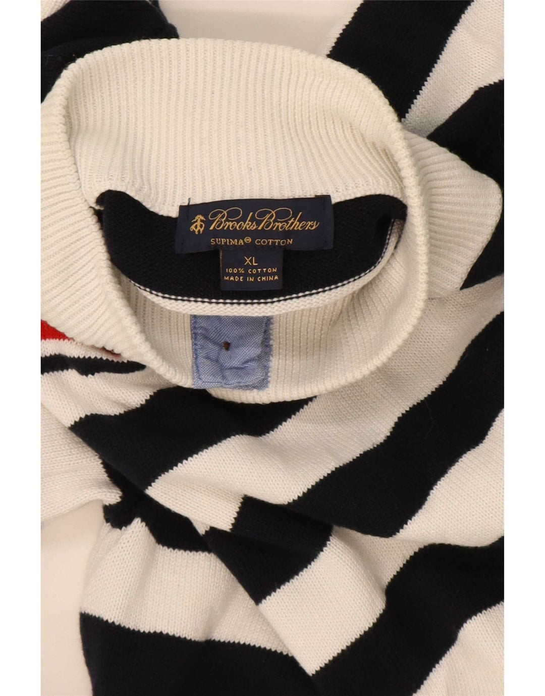 Brooks Brothers Herre Button Neck Jumper Sweater XL Marineblå stribet