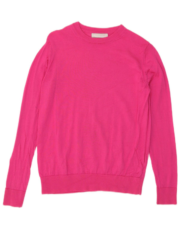 Marks & Spencer Dame Boat Neck Jumper Sweater UK 8 Small Pink Merino Wool