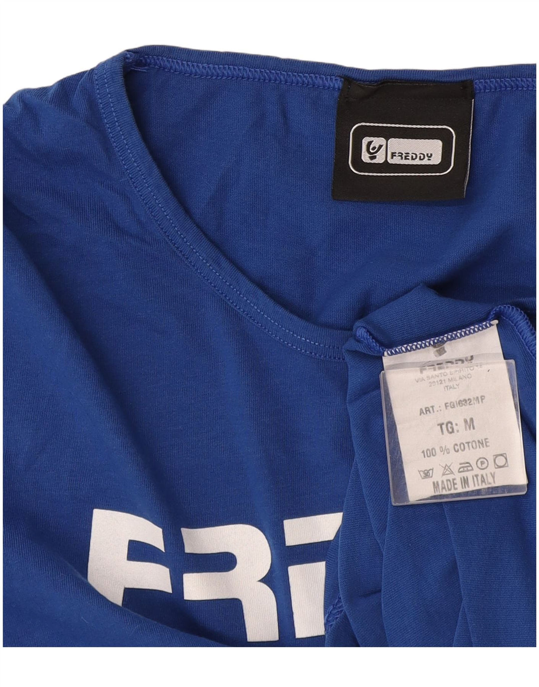 Freddy Womens Grafisk T-Shirt Top UK 12 Medium Blue Cotton
