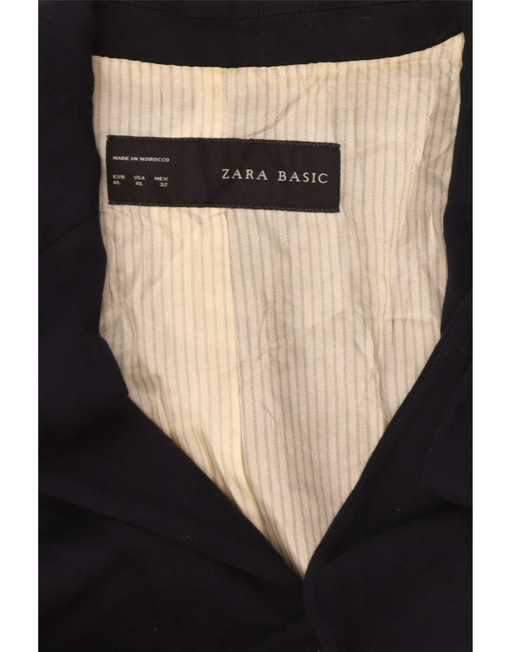 Zara Dame 1 Knap Blazer Jacket UK 18 XL Navy Blue Viscose
