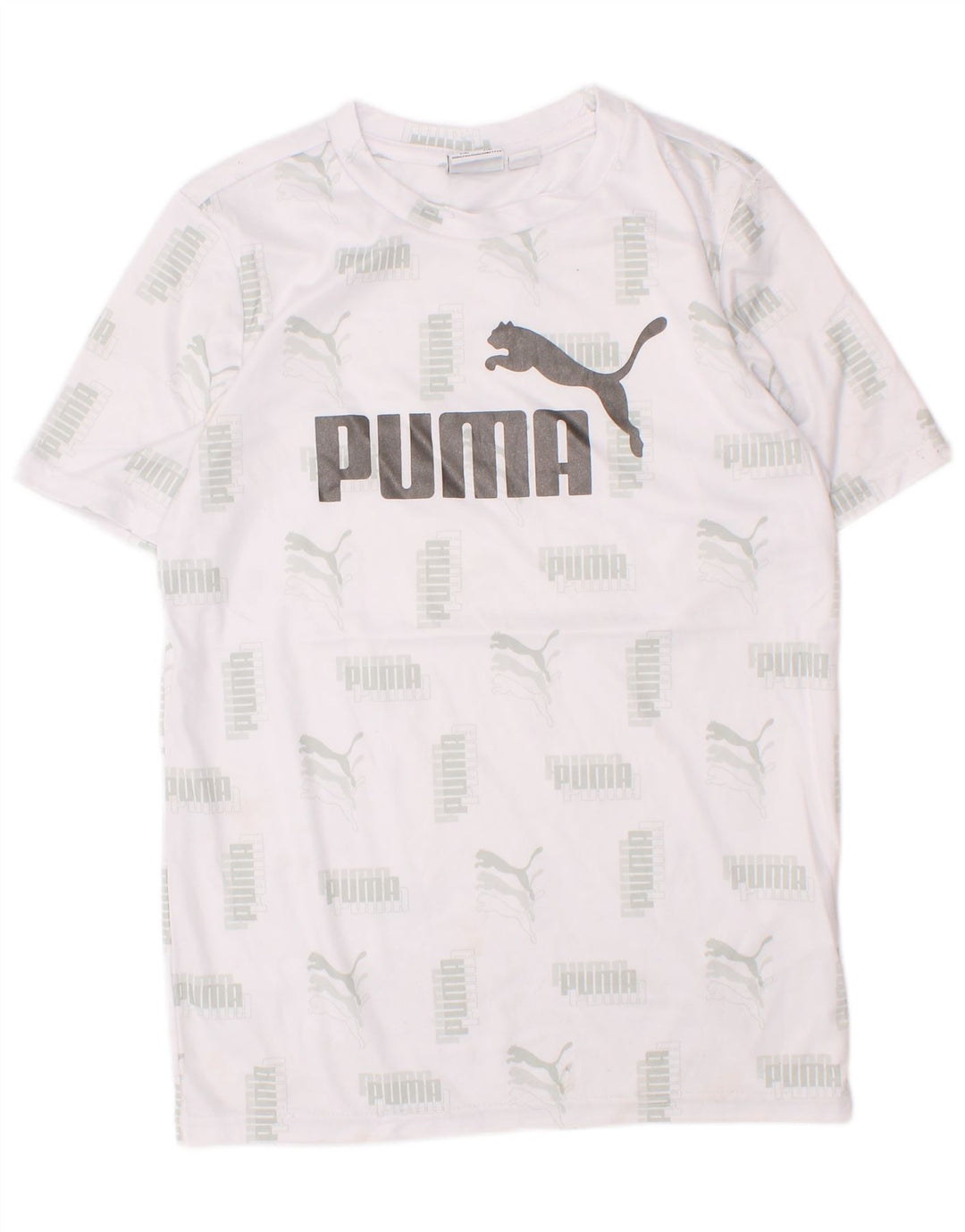 Puma Boys Grafisk T-Shirt Top 7-8 År Lille Hvid Polyester