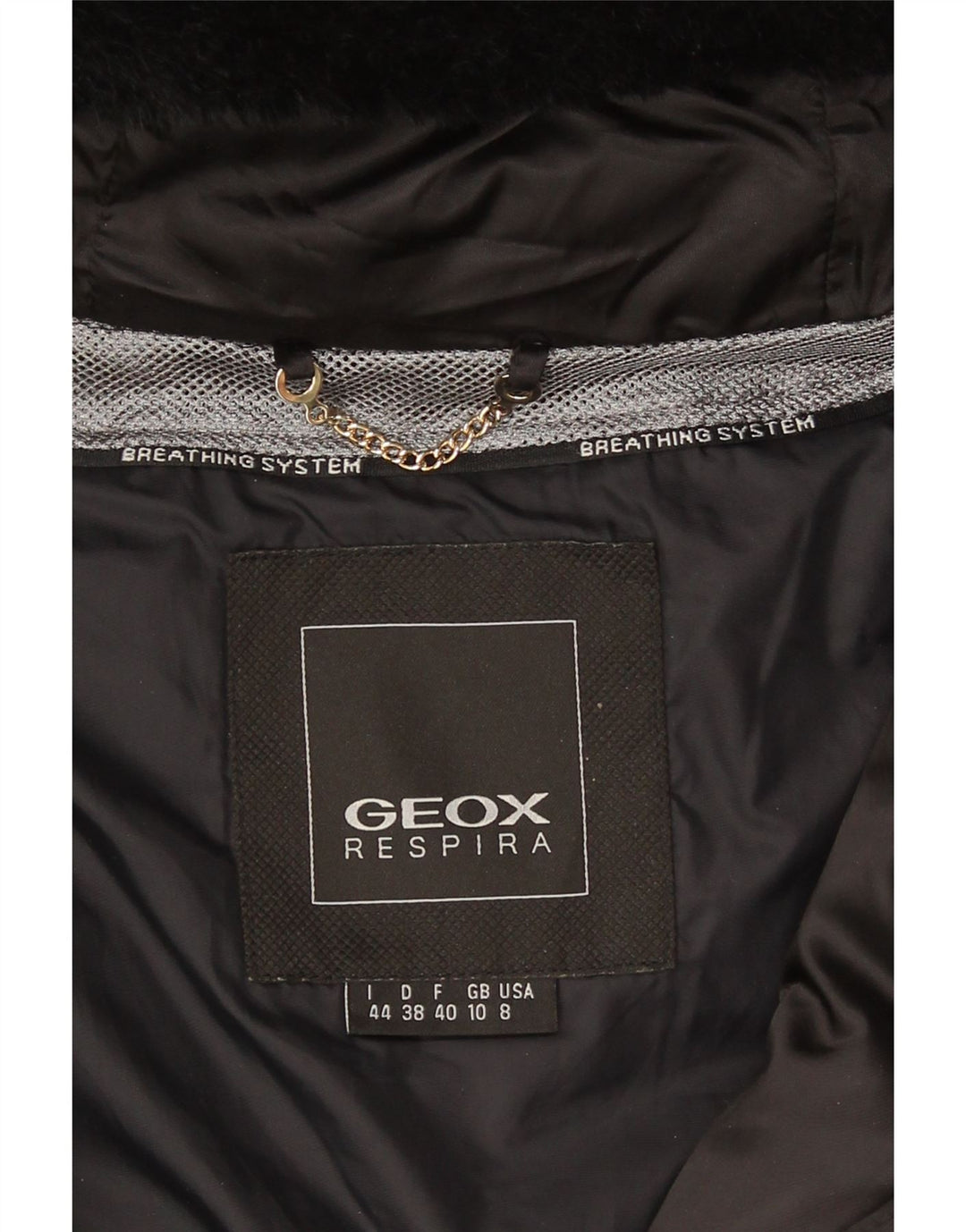 Geox Dame Respira Hætte Oversized Polstret Frakke UK 10 Lille Sort