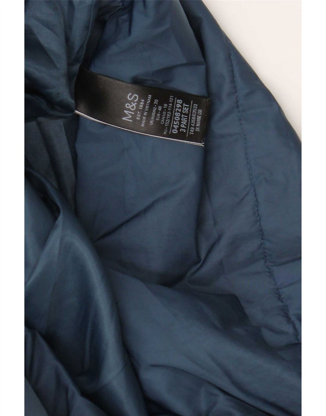 Marks & Spencer Womens Hooded Padded Coat UK 20 2XL Navy Blue Polyester
