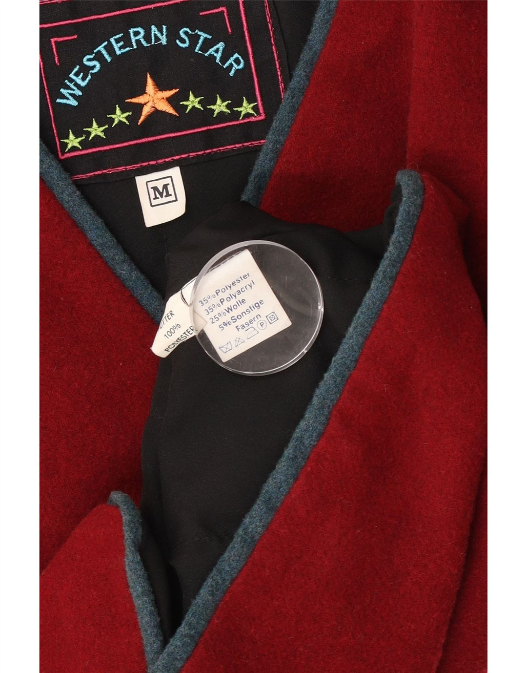 Vintage Herre Gilet Medium Burgundy Polyester