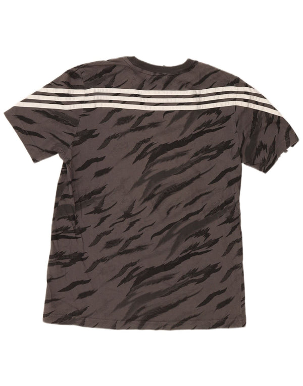 Adidas Boys T-Shirt Top 13-14 År Grå Animal Print Bomuld
