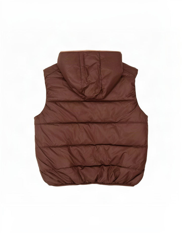 Zara Boys Polstret Gilet med hætte 13-14 år Stor brun polyester