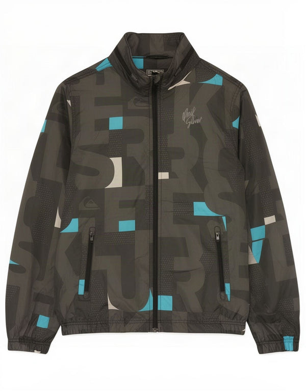 Quiksilver drenge grafisk regnjakke med hætte 13-14 år Khaki Polyester