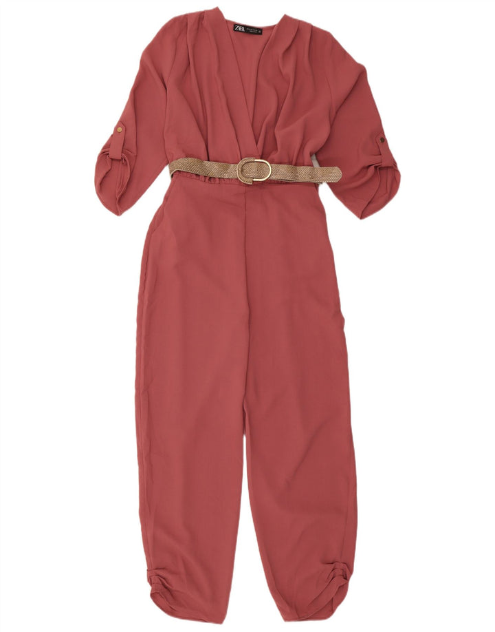 ZARA Jumpsuit til kvinder UK 12 Medium Pink Polyester