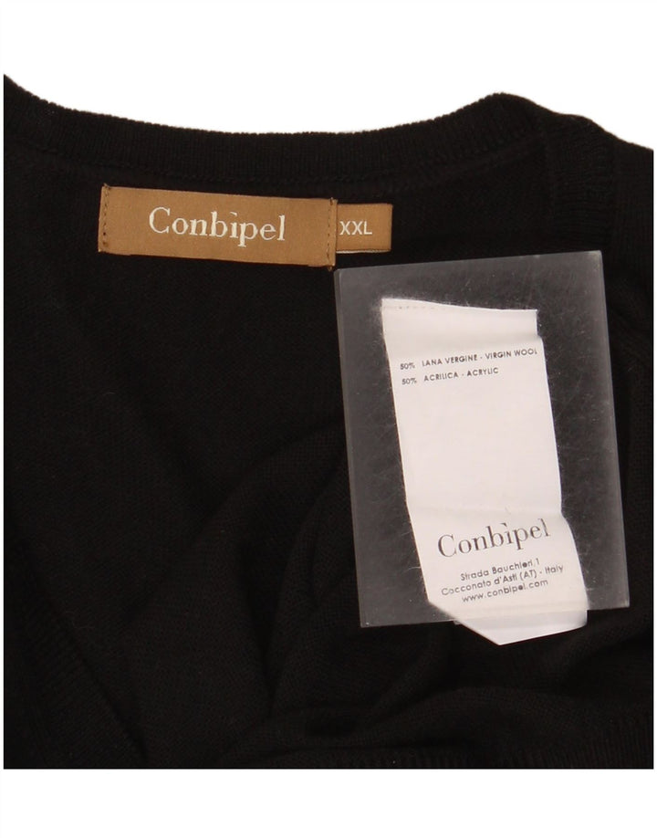 Conbipel Herre V-hals sweater 2XL Sort Virgin Wool
