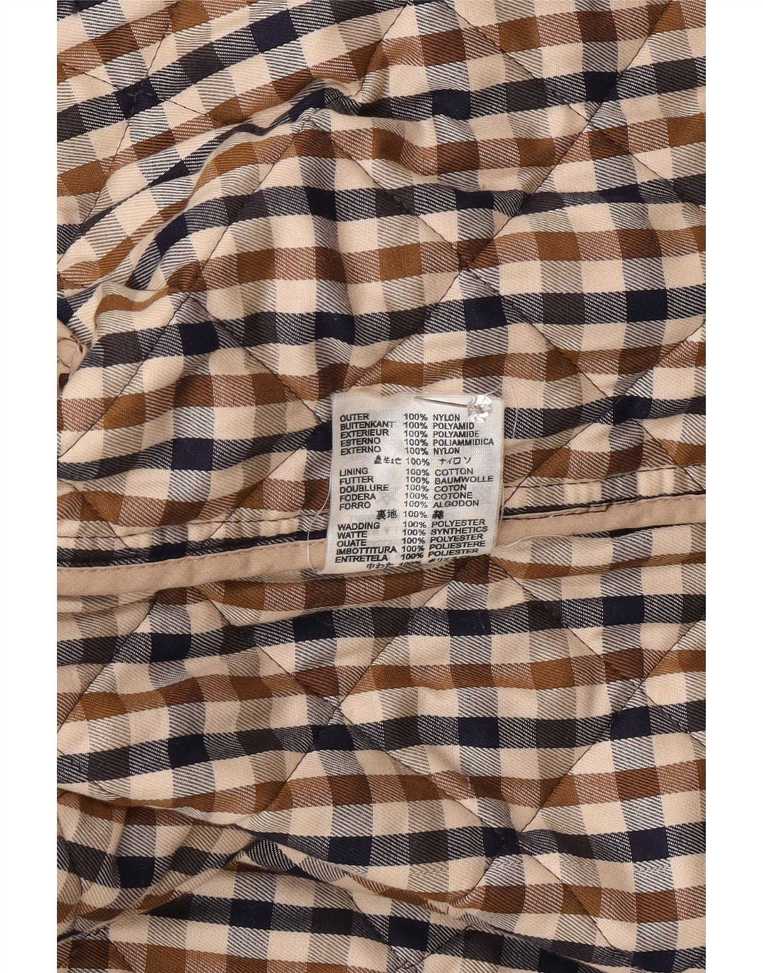 Aquascutum kviltet jakke til kvinder UK 16 Stor brun nylon