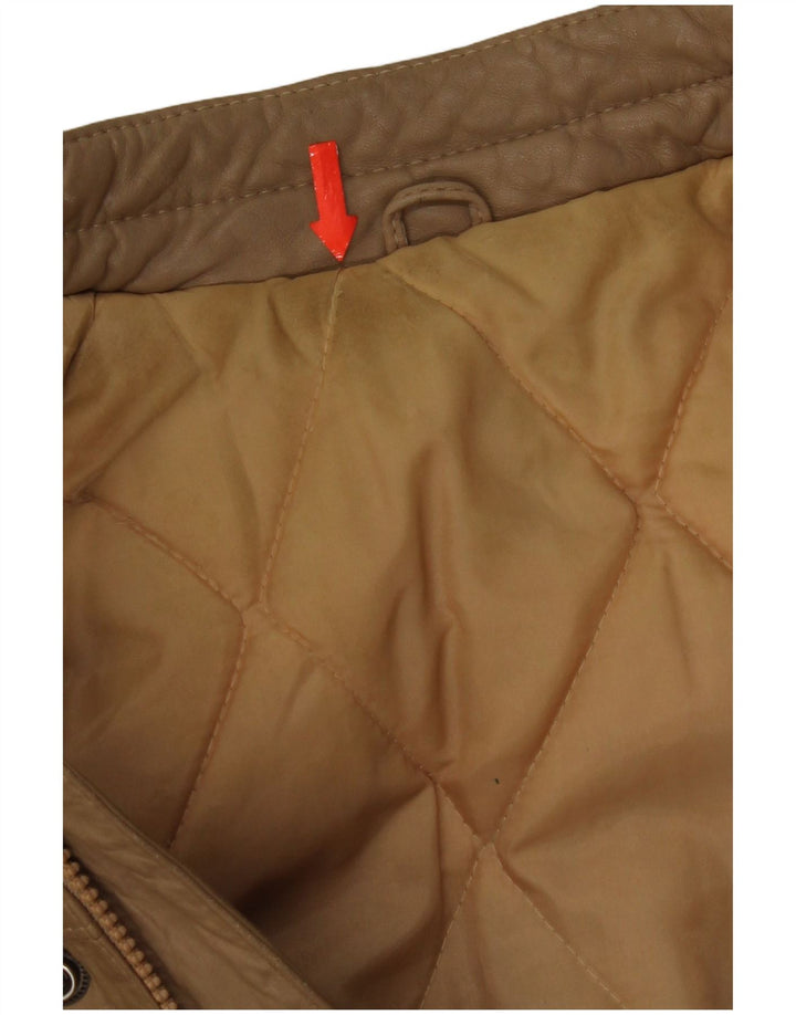Vintage Herre Læderjakke IT 48 Medium Beige Læder