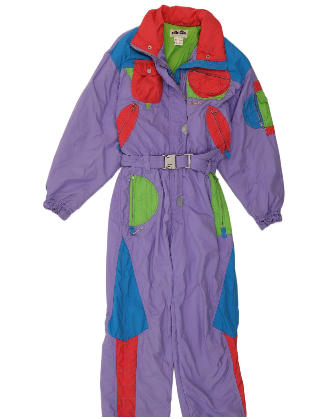 Ellesse Dame Ski Jumpsuit IT 44 Medium Lilla Colourblock Polyester